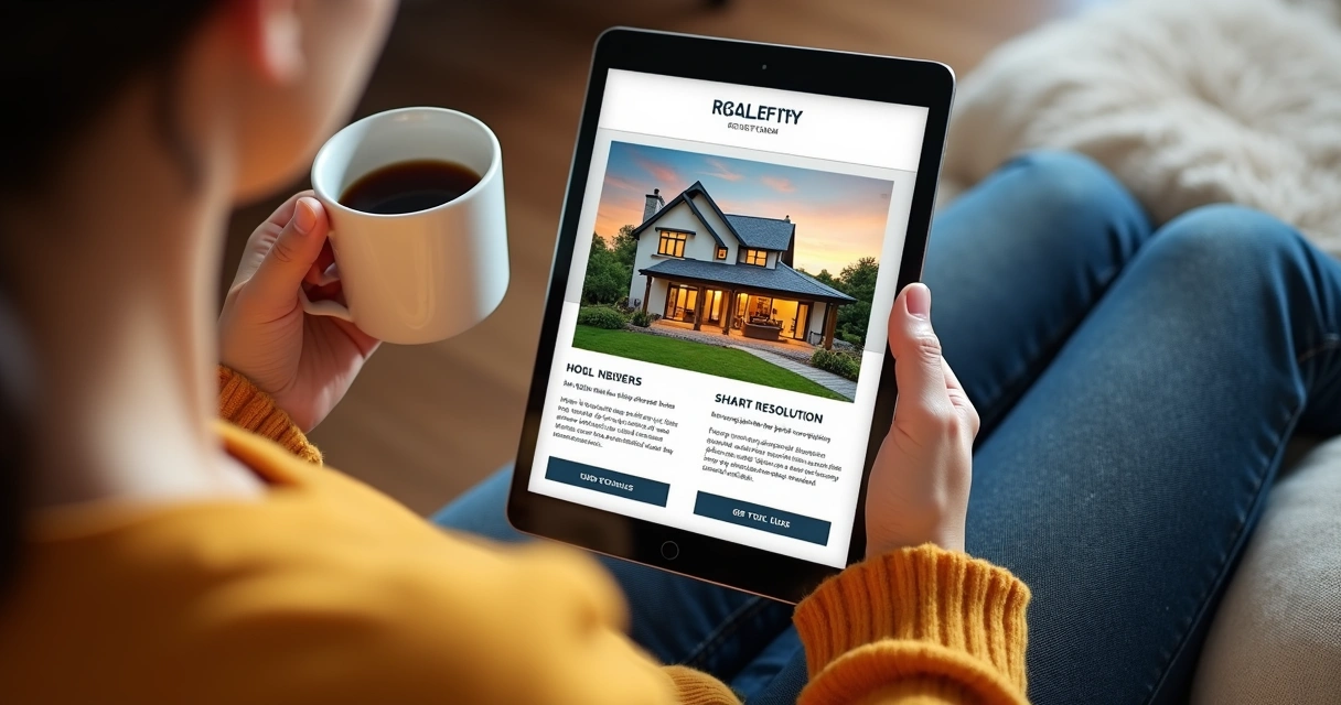 Layout de email marketing imobiliário com imóveis em destaque 