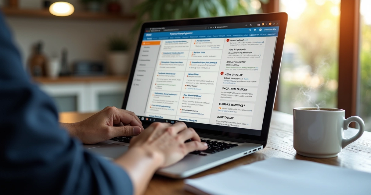 Pessoa segmentando campanhas de e-mail em notebook.