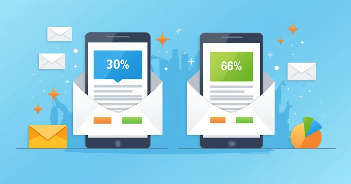 Teste A/B em e-mail marketing com dois modelos lado a lado 