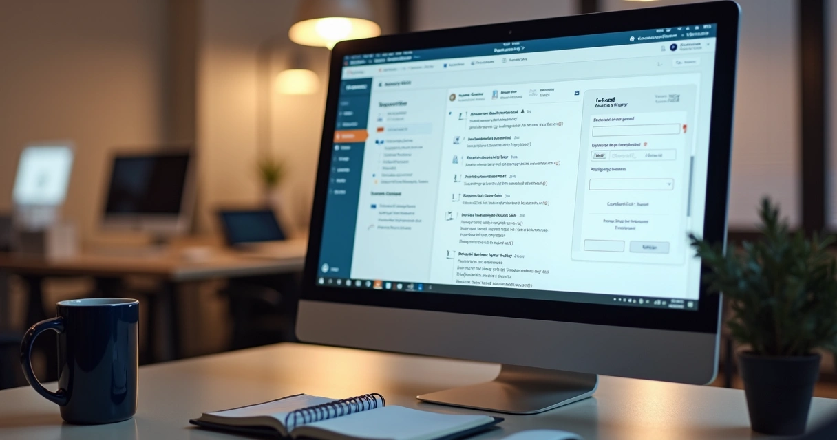 Tela de computador mostrando ferramenta de CRM com nome de lead e mensagens personalizadas