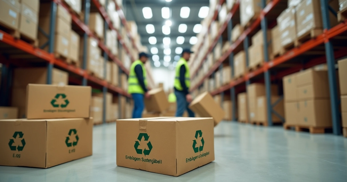 Embalagens de papelão industrial reutilizadas em ambiente limpo