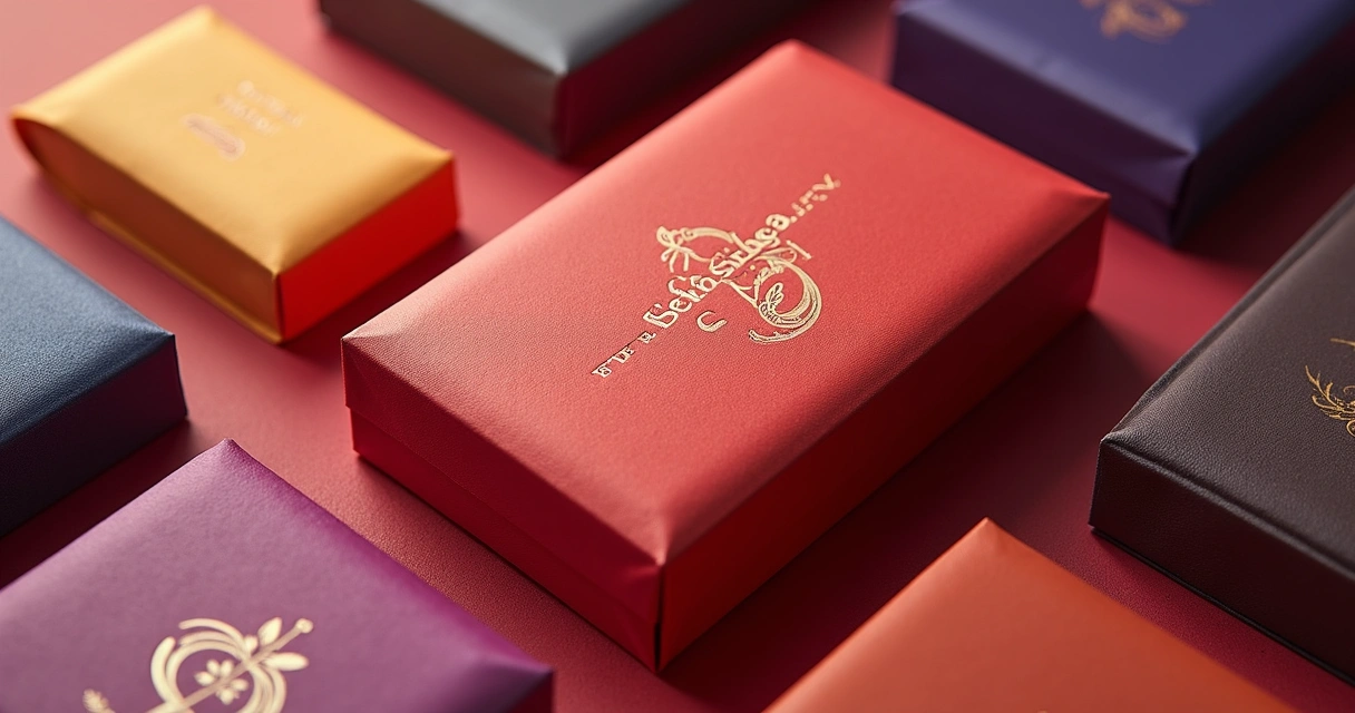 Embalagem colorida com acabamento sofisticado 