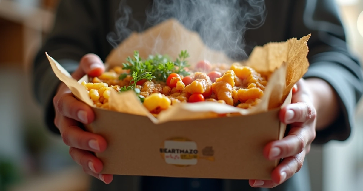 Embalagem resistente para delivery, mantendo comida quente