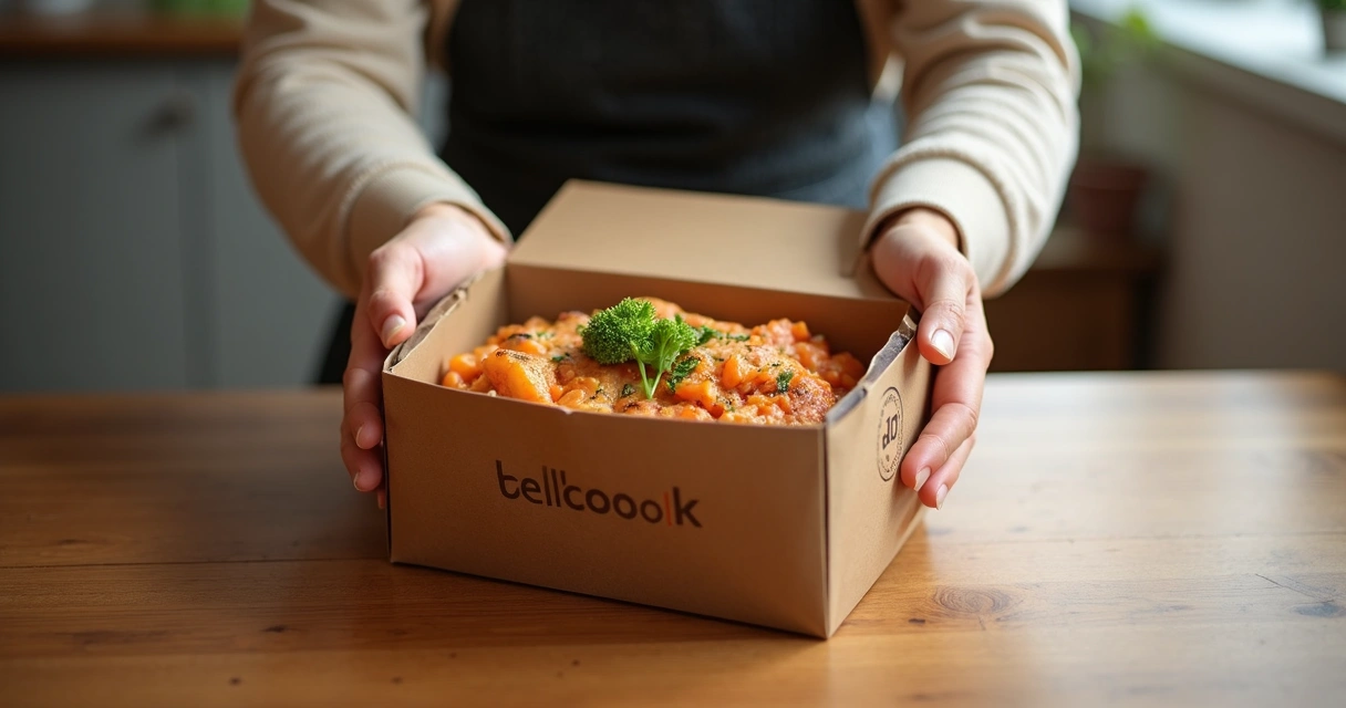Embalagem personalizada de delivery com refeição preservada 