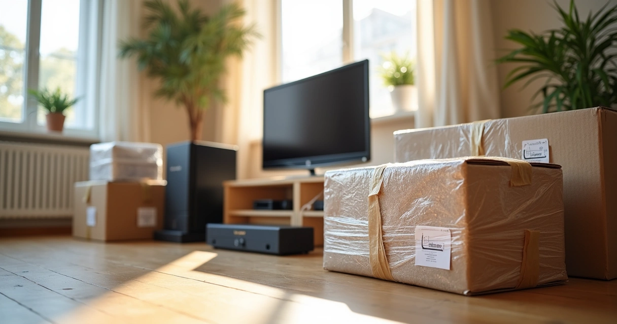 Eletrônicos embalados para transporte seguro 