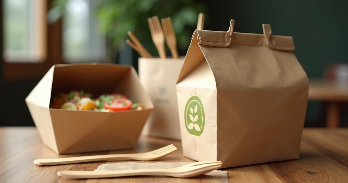 Embalagem de papel biodegradável para delivery 