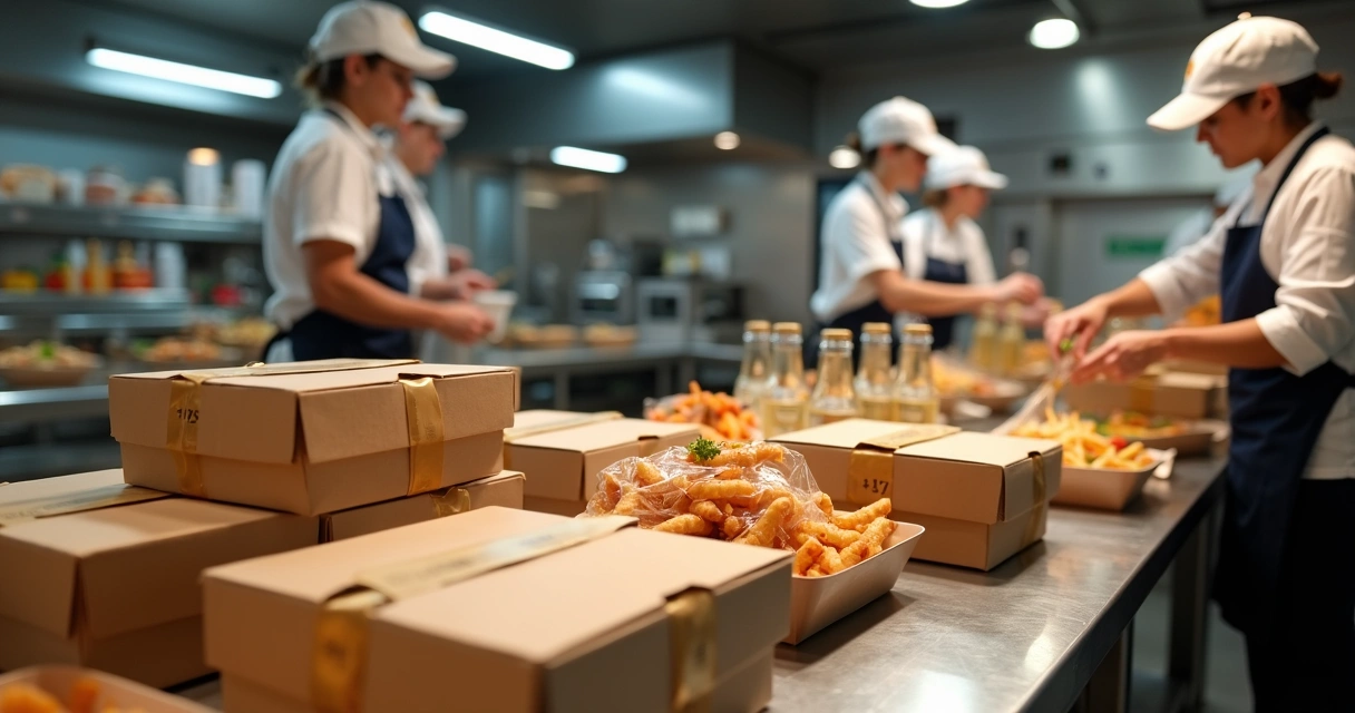 Embalagens de delivery organizadas para envio