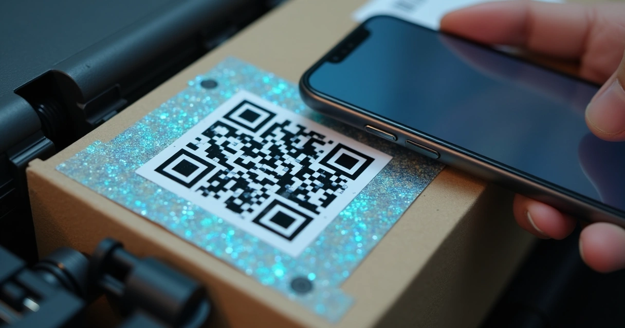 Detalhe do selo de segurança em embalagem de toner 