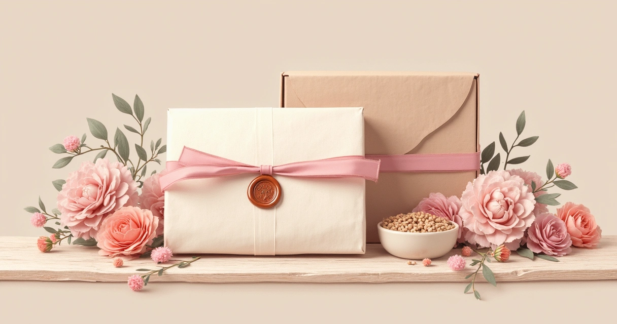 Embalagem com textura delicada e selo artesanal 