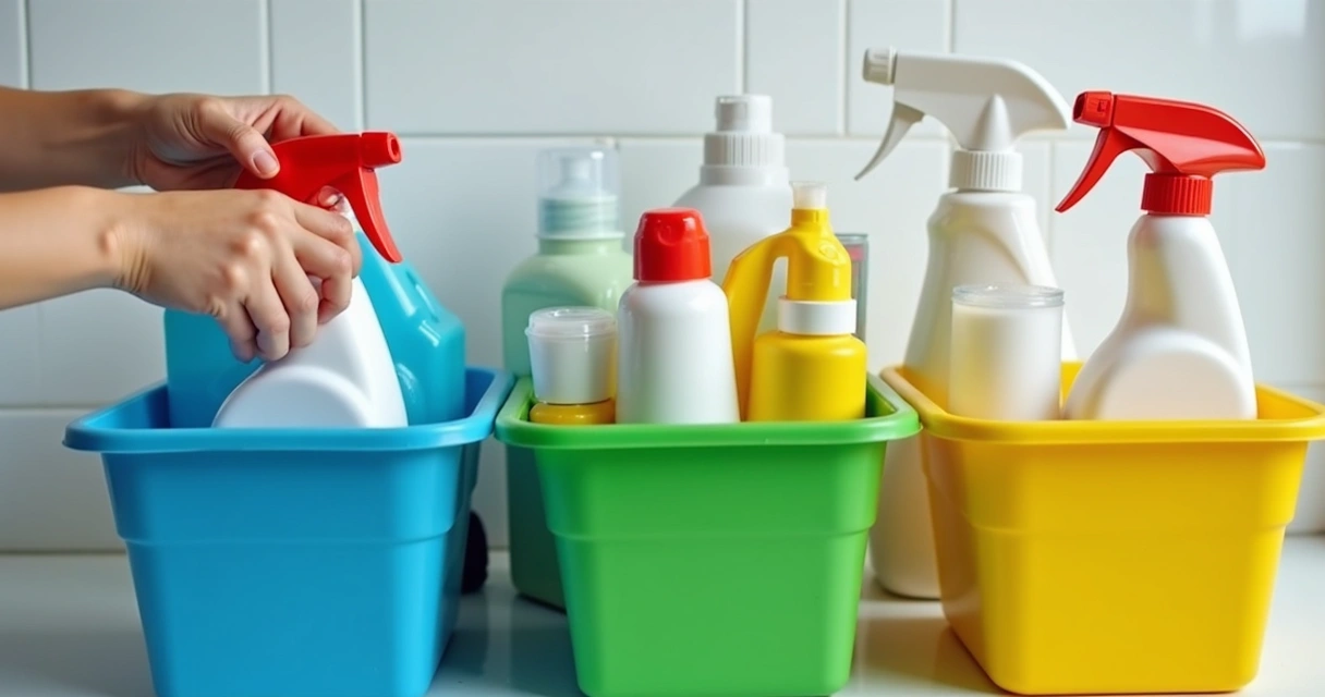 Embalagens de produtos de limpeza separadas para reciclagem 