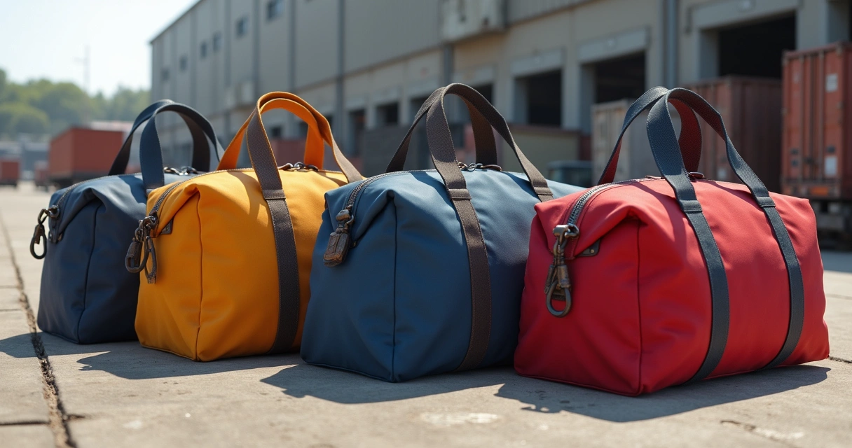 Big bags personalizados com diferentes alças em pátio industrial 
