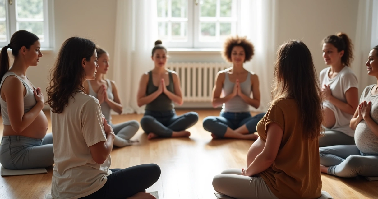 Group in a circle doing mindful movement exercises 