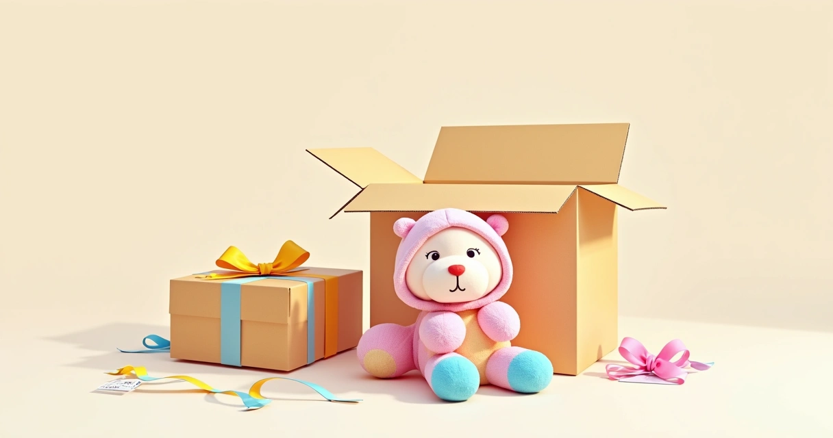 Embrulho de presente com brinquedo dentro 