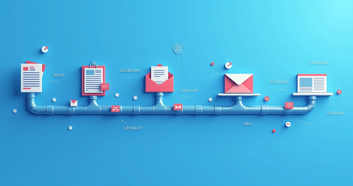 Sequência de conteúdos de inbound marketing conectando etapas.