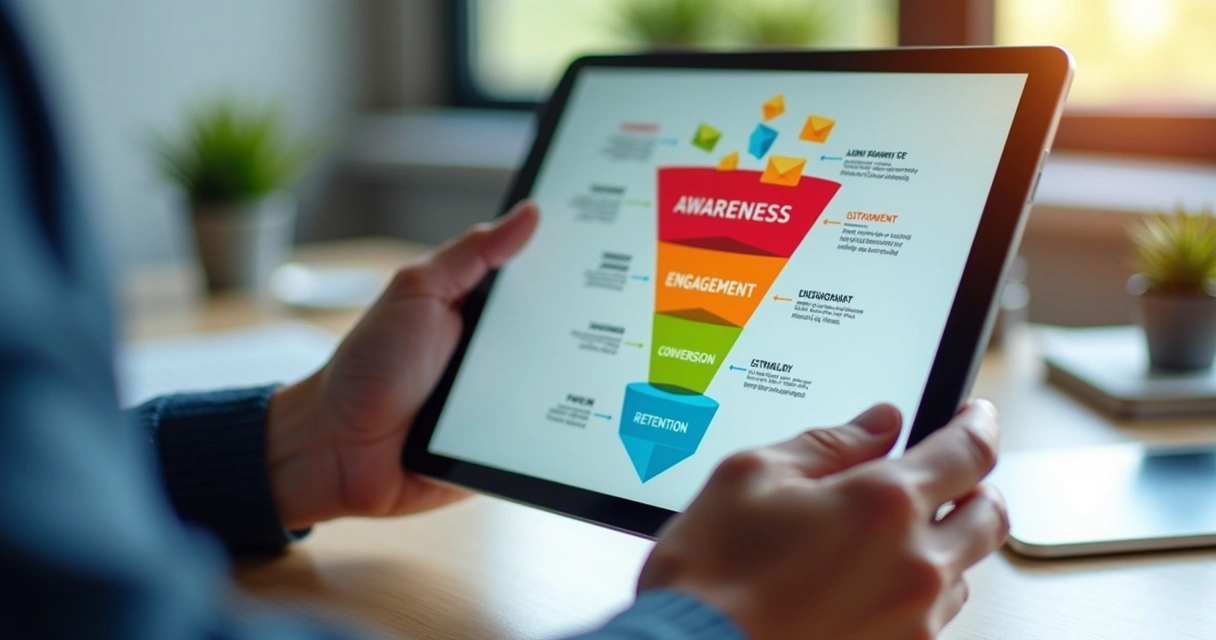 Funil de mentoria mostrando etapas de conversão com anúncios 