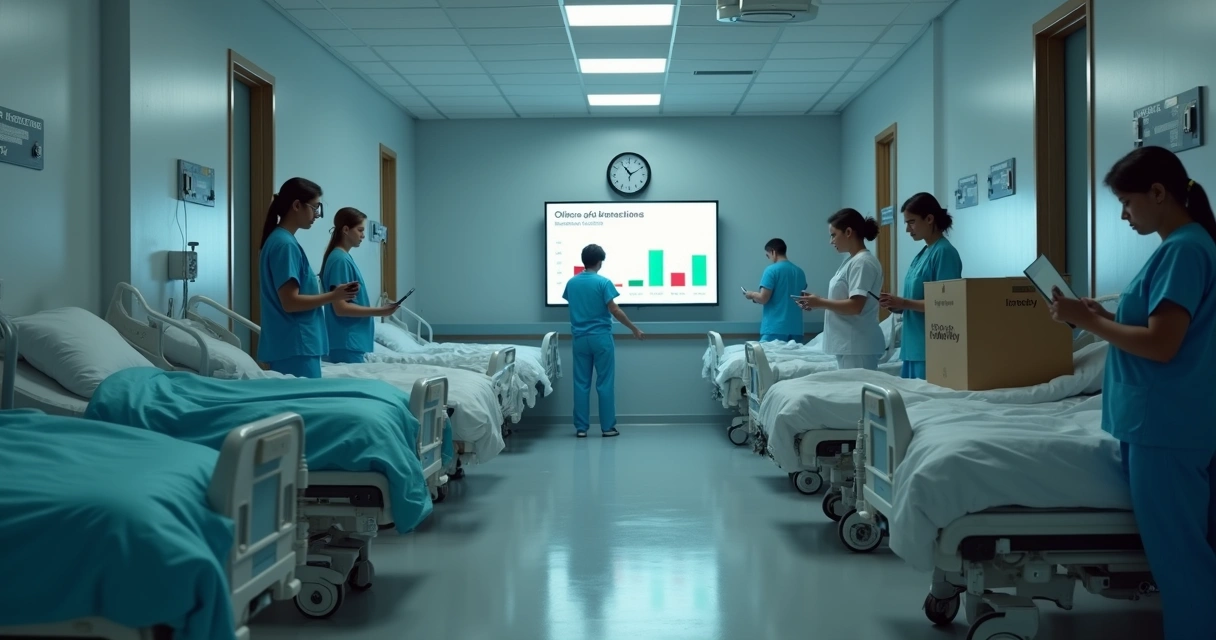 Enfermeiros em hospital esperando recursos em crise da pandemia 