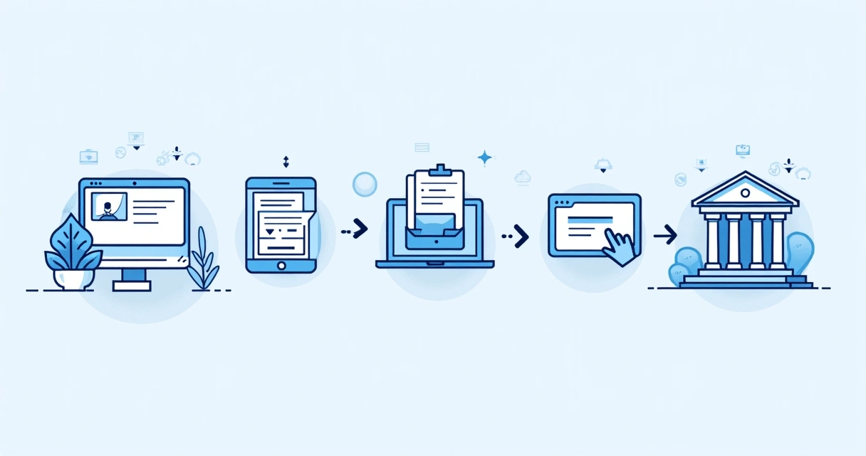Fluxo de emissão e pagamento de boleto ilustrado em etapas 