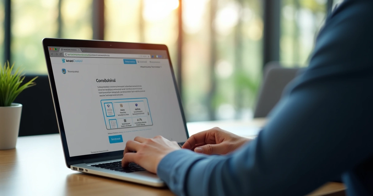 Pessoa emitindo certidão em computador no site da prefeitura 