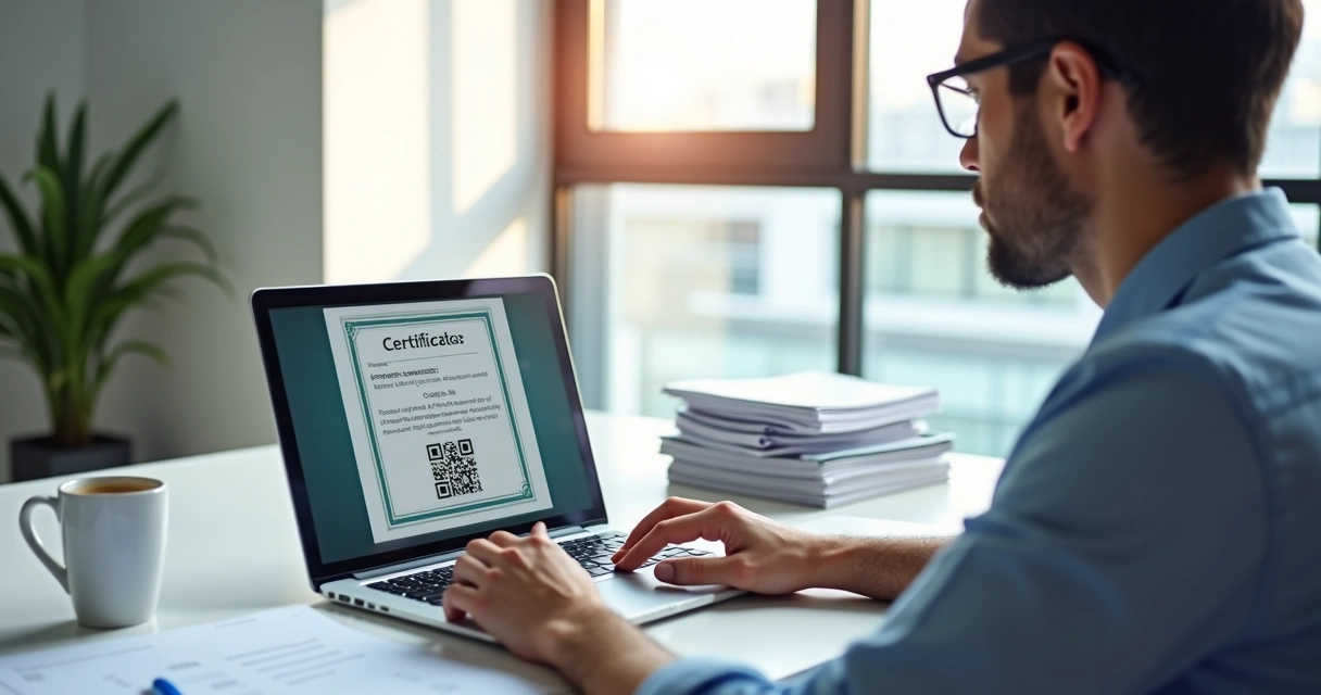 Profissional emitindo certificado digital em computador 