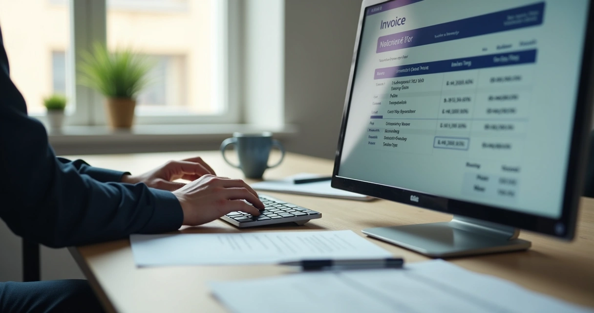 Pessoa utilizando computador para emitir nota fiscal digital