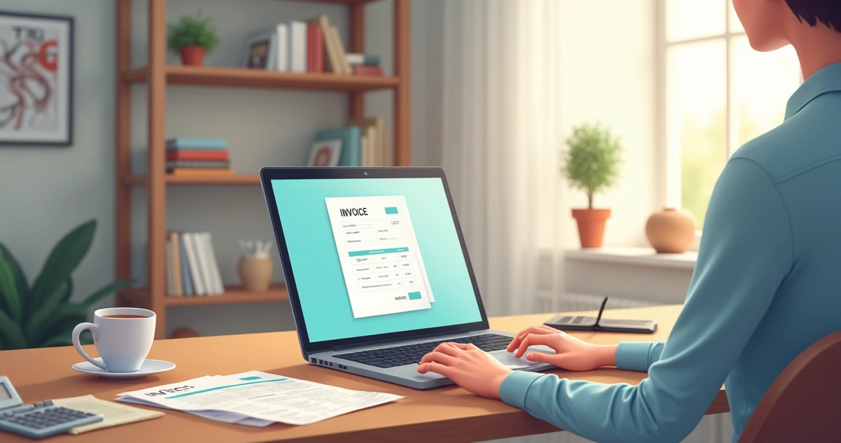 Pessoa acessando sistema de emissão de nota fiscal online pelo notebook