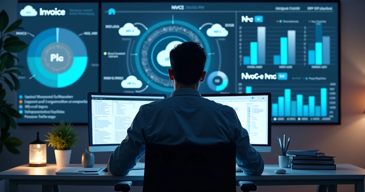 Desenvolvedor integrando sistema com painel digital de notas fiscais 