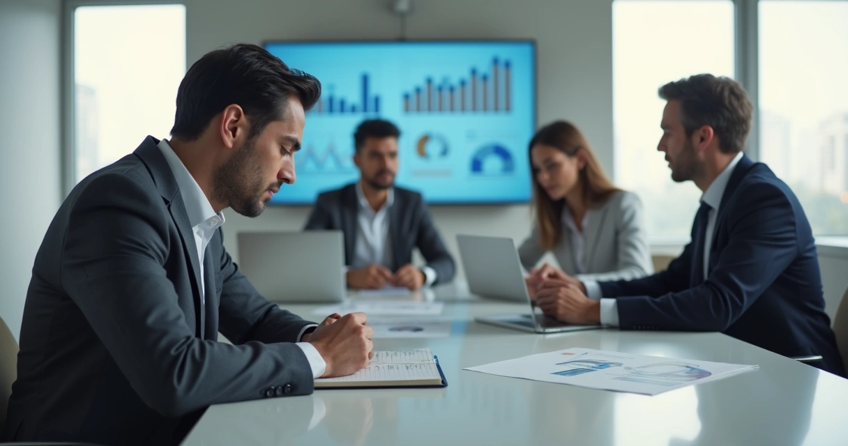 Profissional em reunião de trabalho segurando emoções enquanto colegas ignoram sinais sutis 