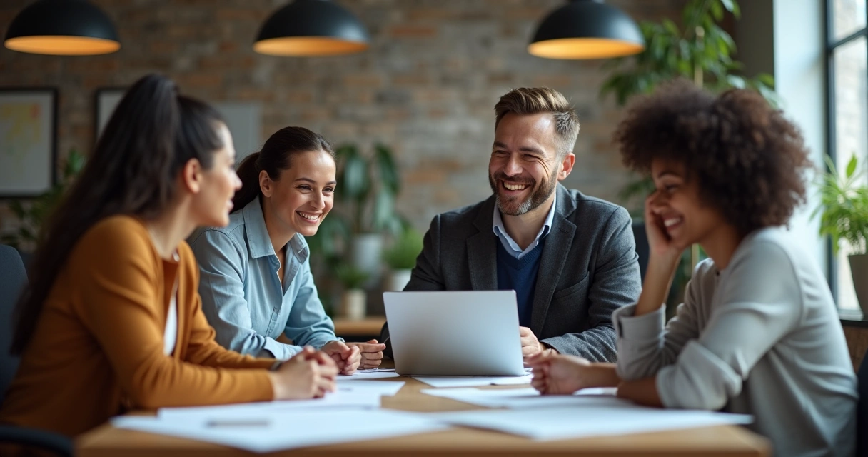 Equipe trabalhando com expressão emocional sutil