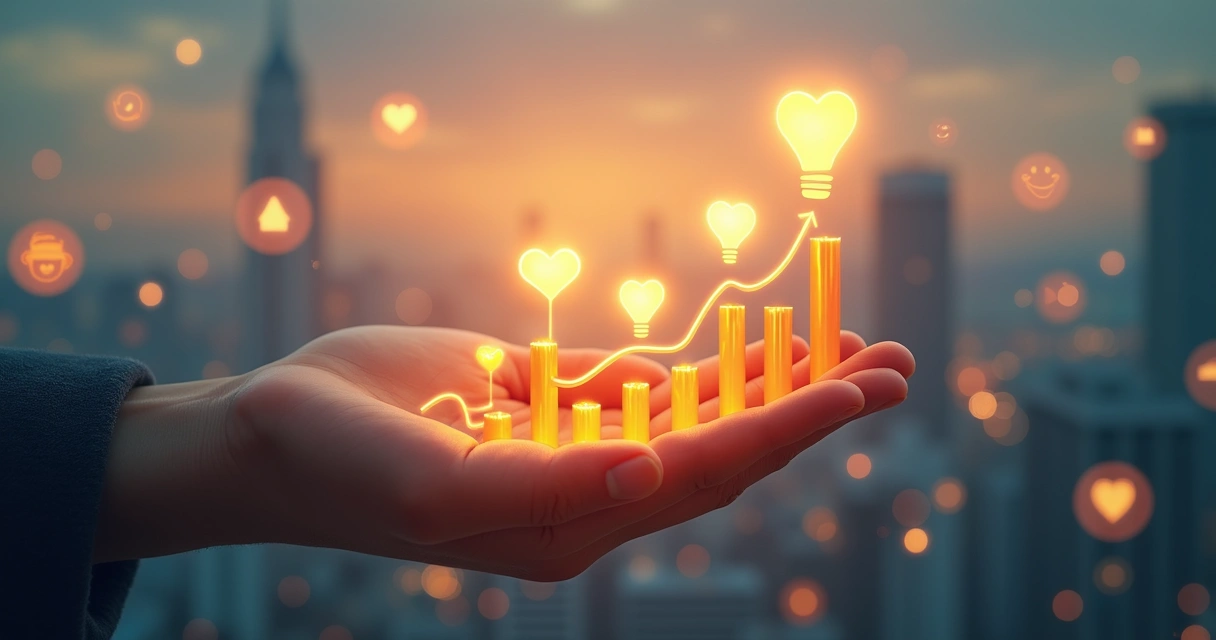 Gráfico mostrando linhas emocionais e indicadores de valor social