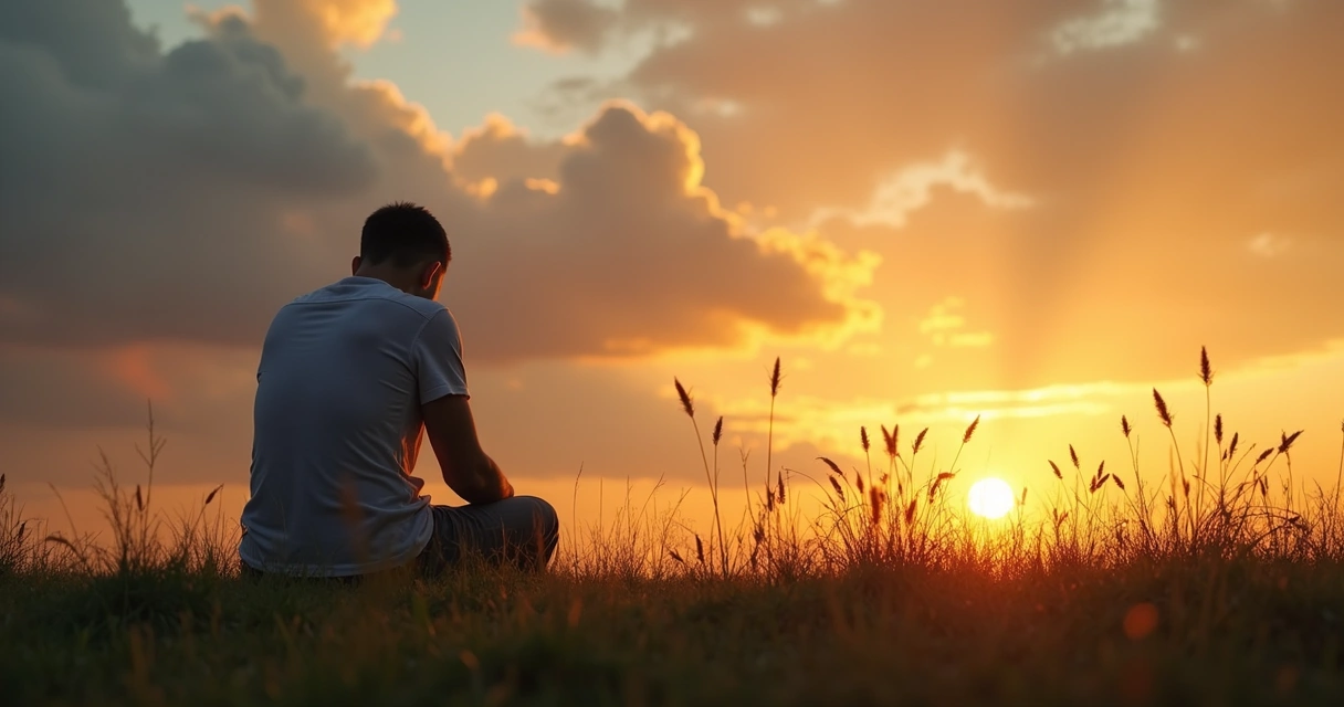 Pessoa olhando para o horizonte, expressão pensativa, ambiente ao ar livre 