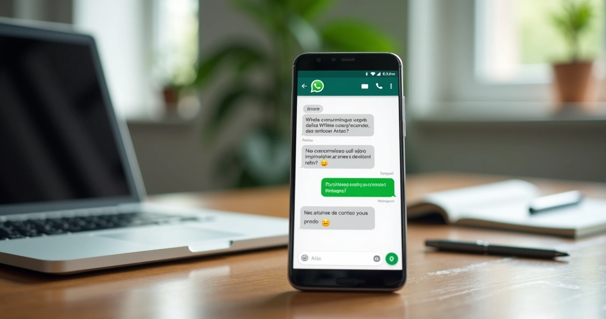Tela de celular com conversa de WhatsApp usando emojis em atendimento ao cliente 