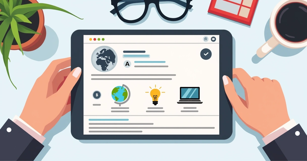 Bio com emojis relevantes em perfil profissional do Instagram exibido em tablet 