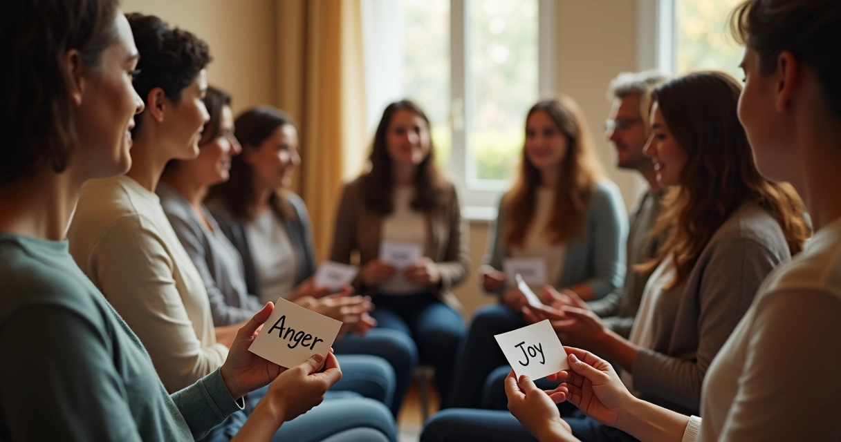 People acknowledging emotions in a small group discussion 