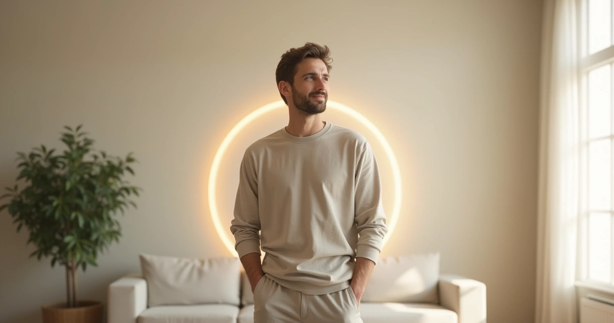Person standing inside a subtle glowing circle symbolizing emotional boundaries 
