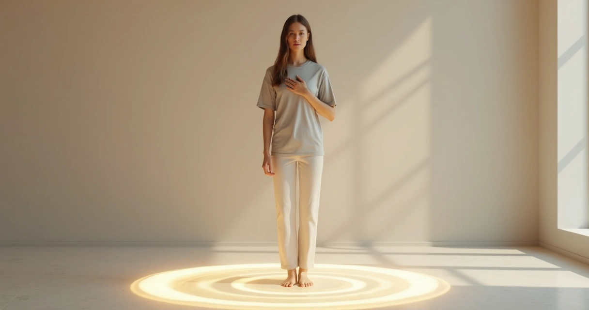 Person standing inside a glowing circle symbolizing strong emotional boundaries 
