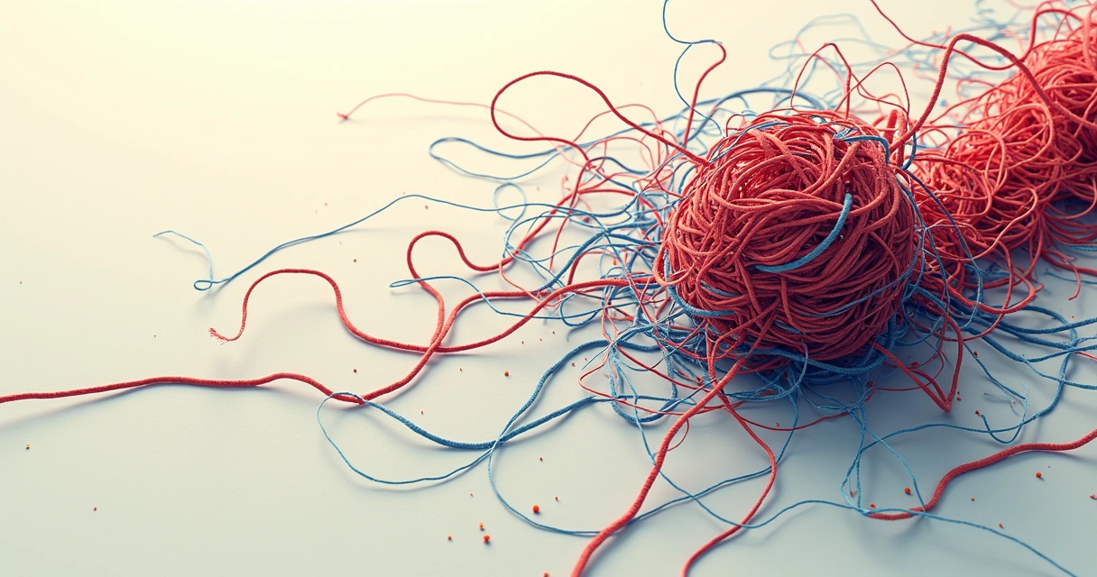 Illustration of tangled threads representing emotional patterns 