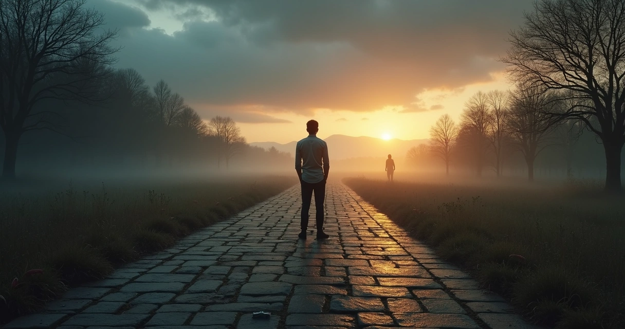 Person at a crossroads between impulse and ethical choice 