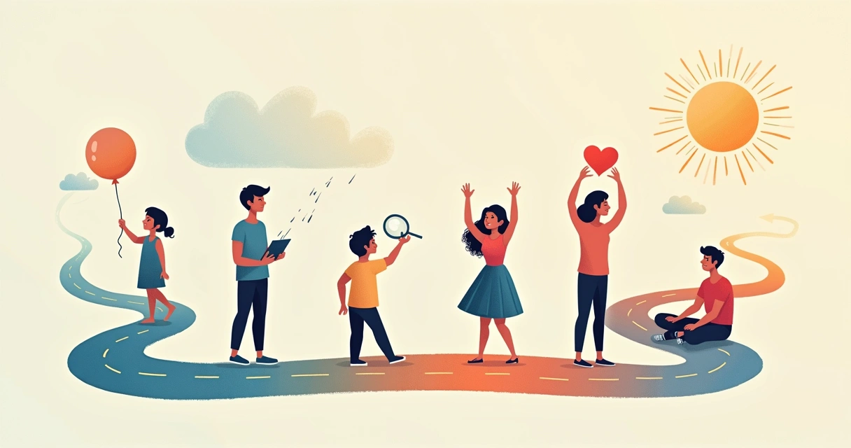 Seven steps visualized as a path representing levels of emotional maturity 