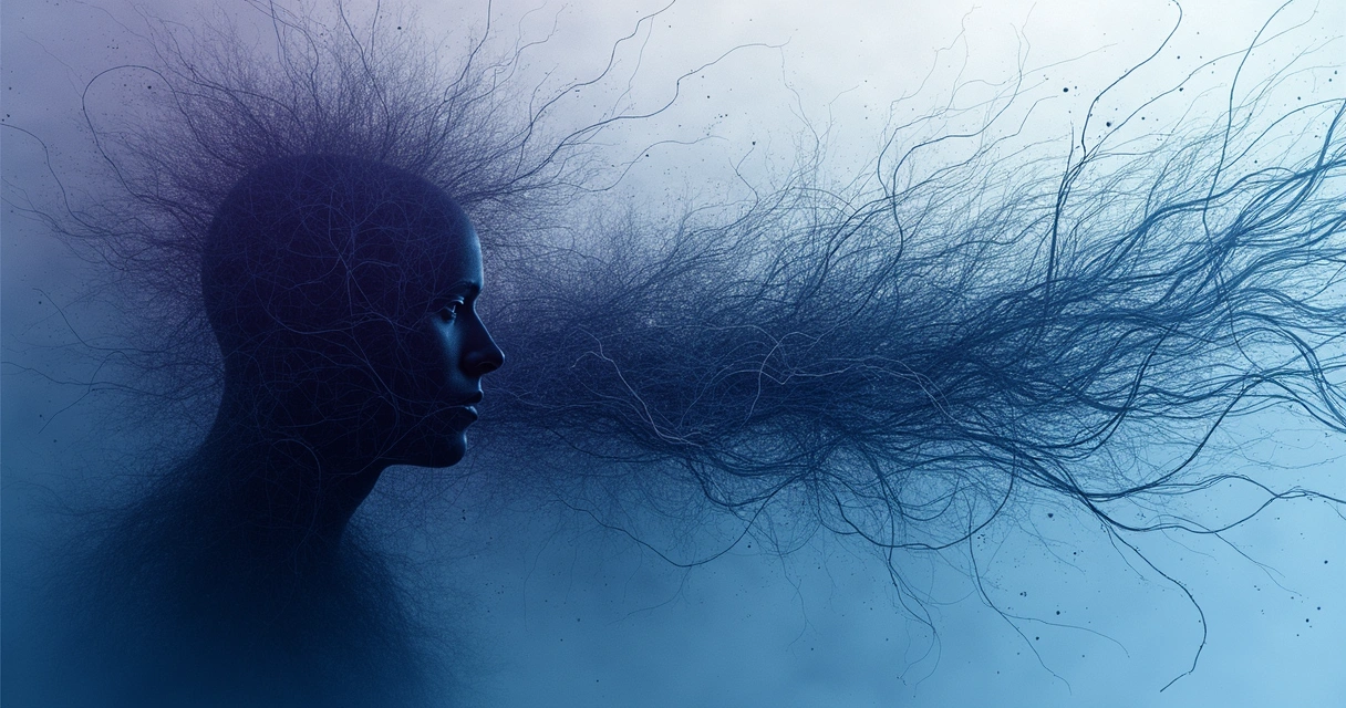 Abstract shapes representing tangled emotional patterns and confusion 