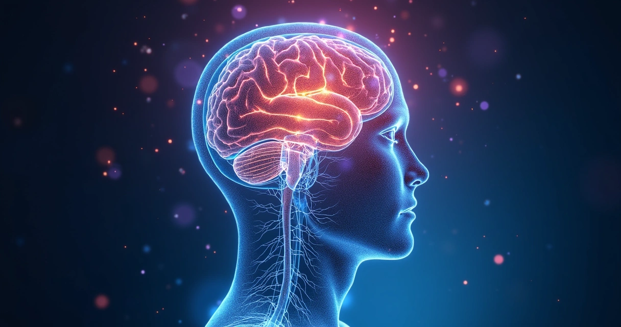 Abstract visual of brain and colored patterns