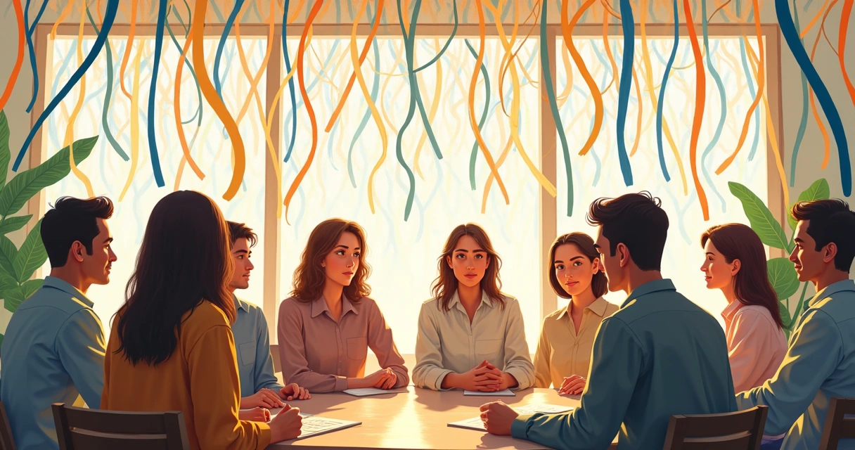 Visual representation of emotional patterns and connections in a workshop setting 