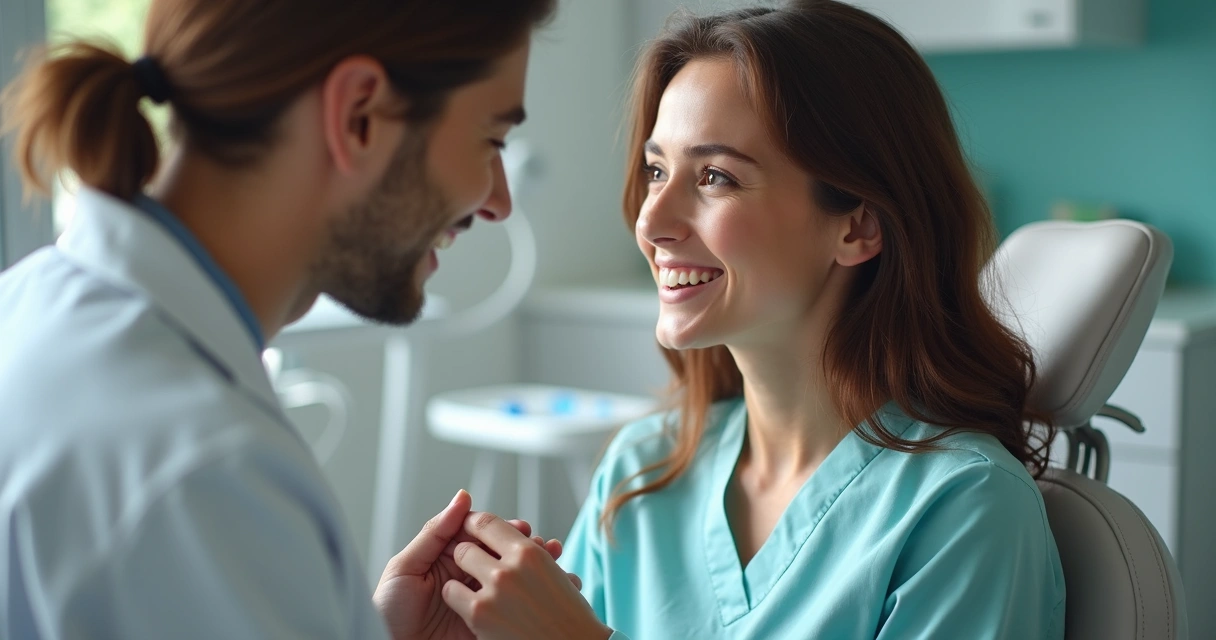 Equipe odontológica prestando atendimento empático ao paciente