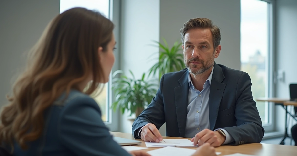 Líder ouvindo atentamente colaborador em conversa individual