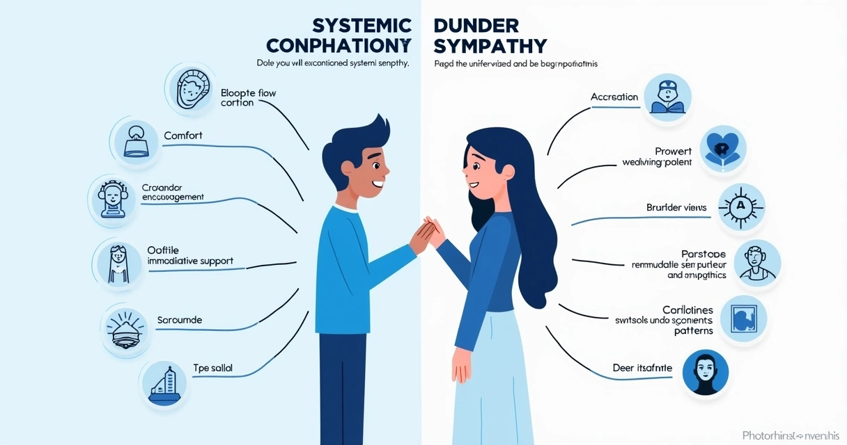 Infográfico mostrando diferenças entre empatia sistêmica e simpatia convencional 