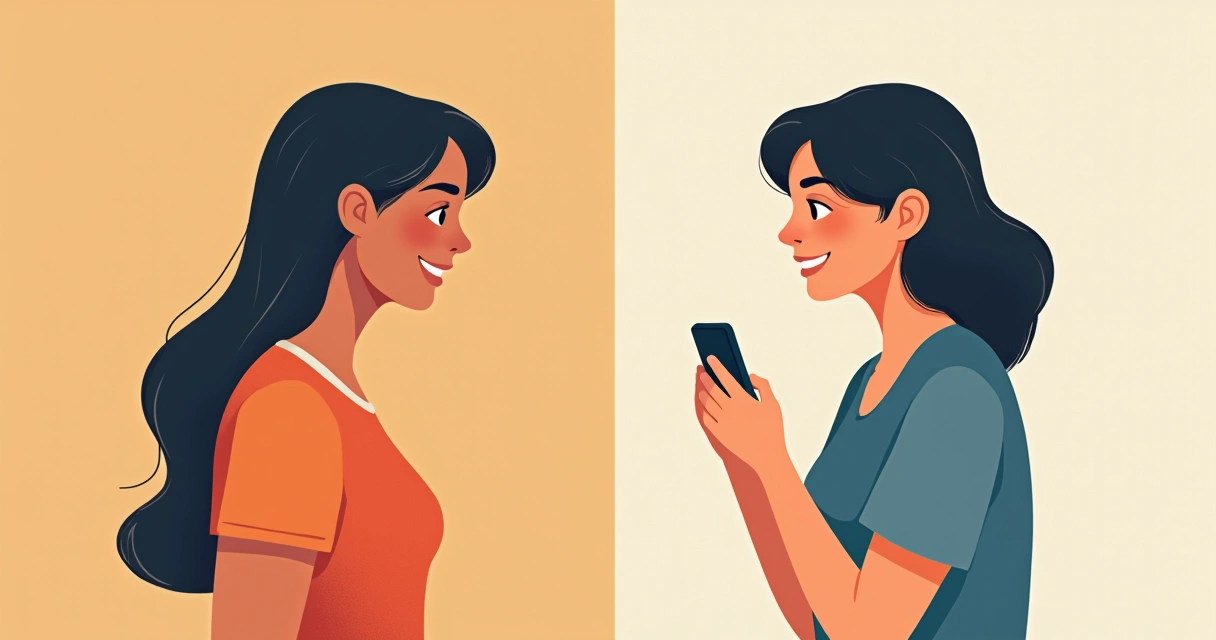 Duas pessoas sentadas frente a frente, uma ouvindo atentamente a outra com expressão compreensiva, ambas em ambiente neutro, iluminação suave 