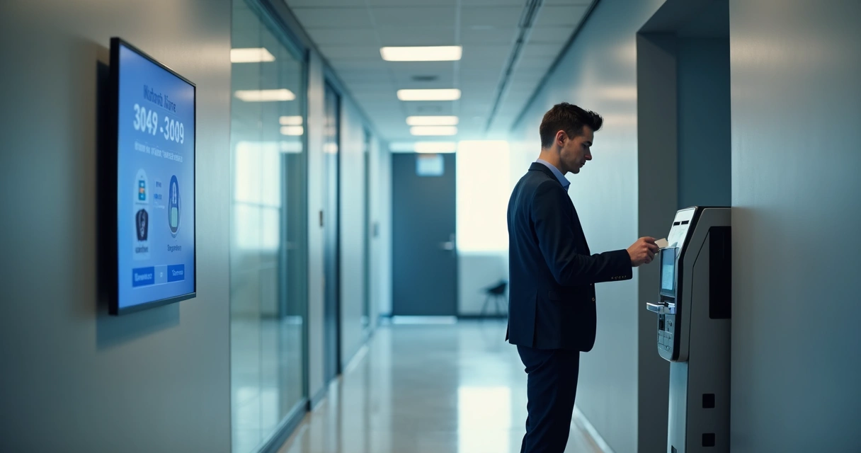 Empleado marcando asistencia en un reloj digital 