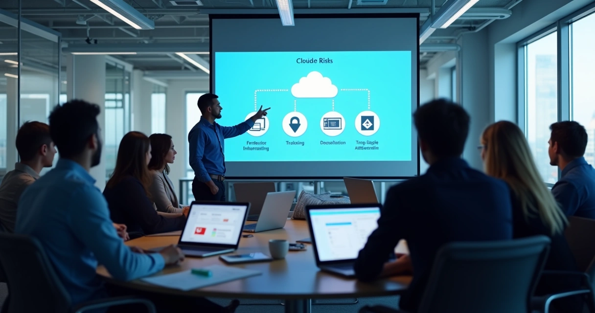 Employees attending a security awareness training session 