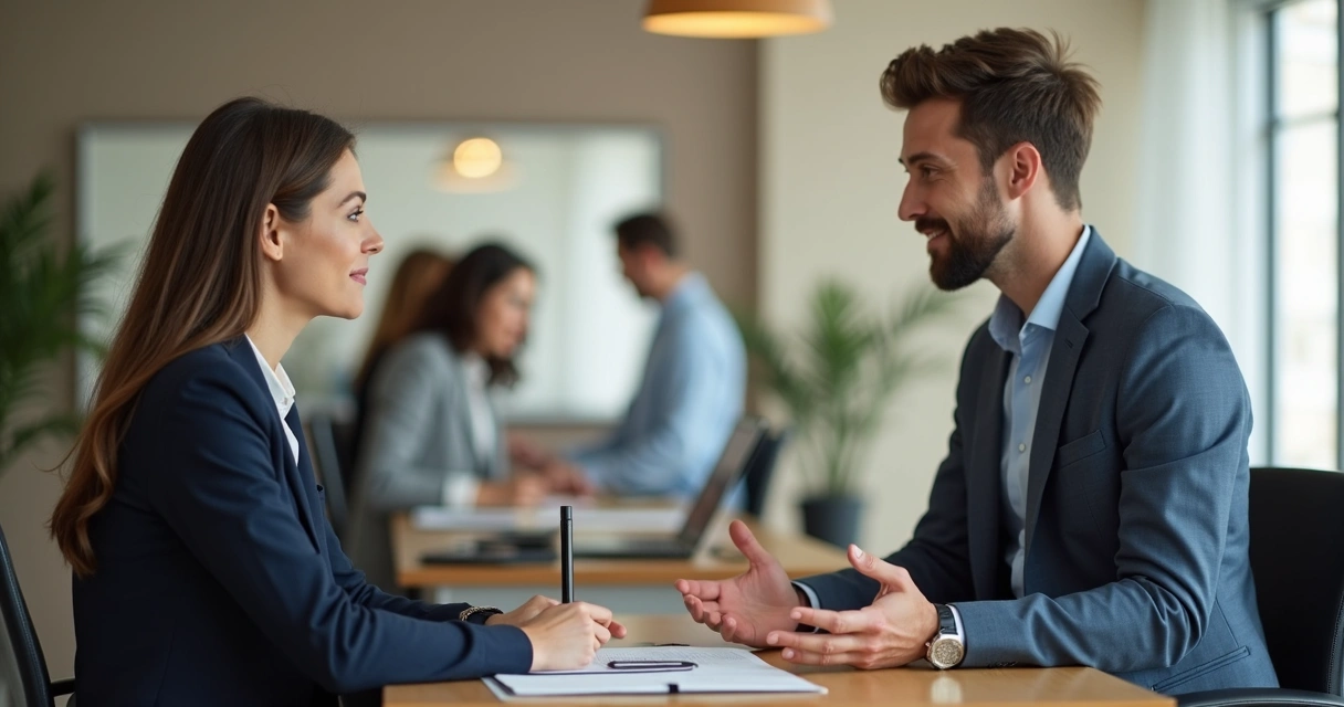 Professional speaking calmly while setting a boundary at work