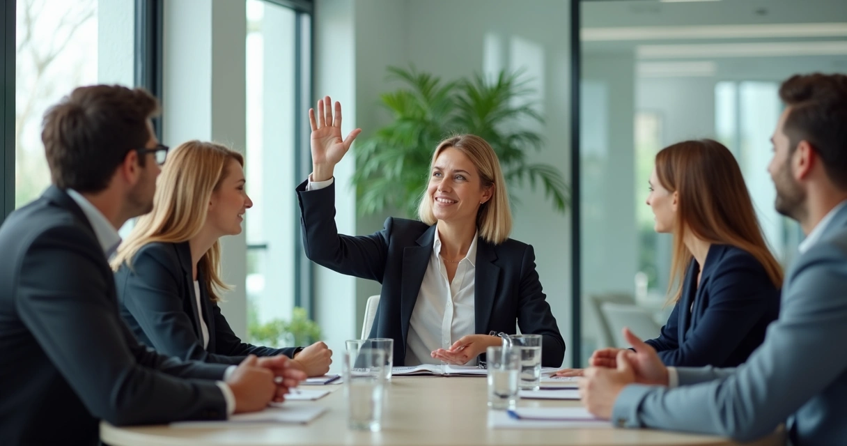 Employee raising a concern during a workplace meeting 