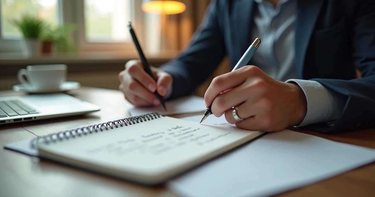 Employee writing notes about workplace boundaries